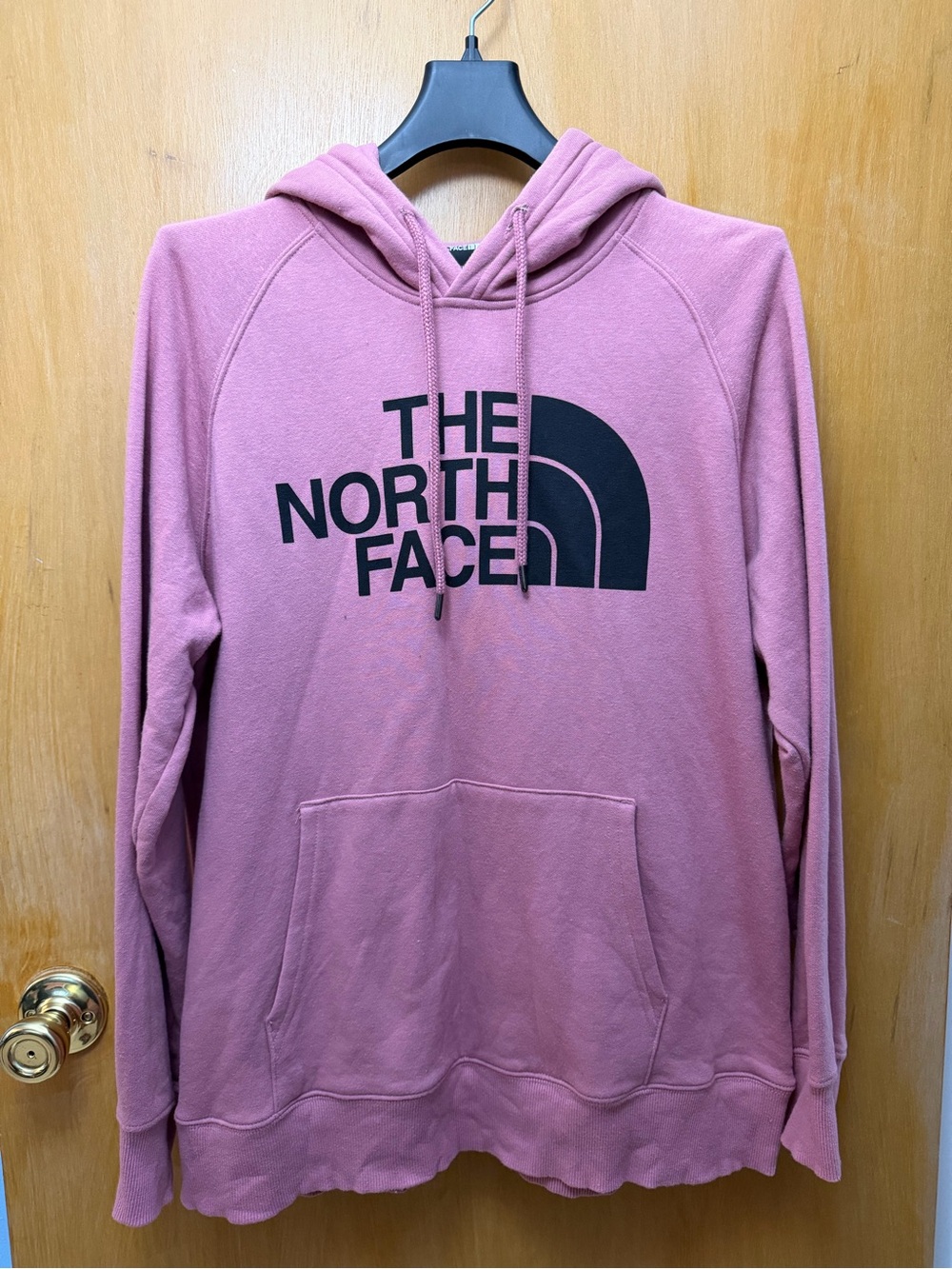 The North Face Pink Pullover Hoodie with Black Logo